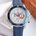 Copy Omega Seamaster Diver 300M America's Cup White Chronograph Watch 44MM